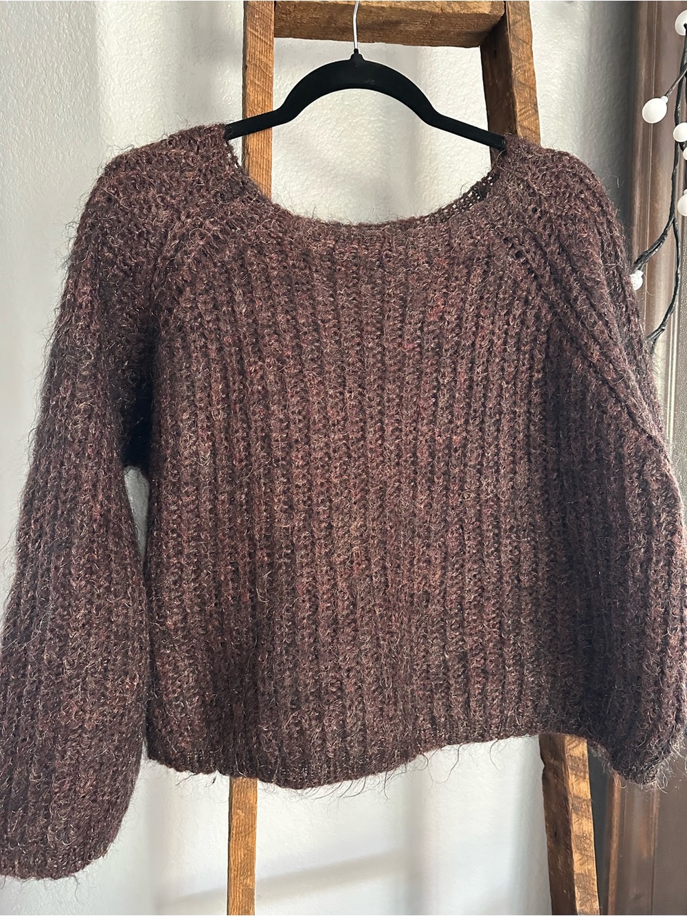 Carole Little mohair sweater in brown/plum, size XL